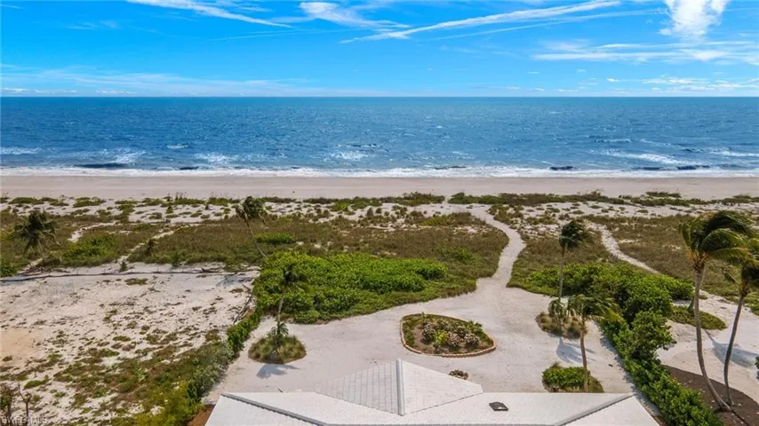 Aerial of pathway to beach