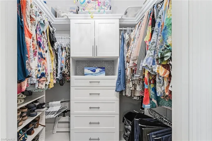View of spacious custom closet