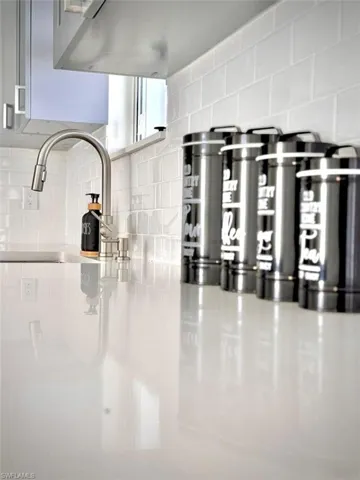 Interior details with decorative backsplash and sink