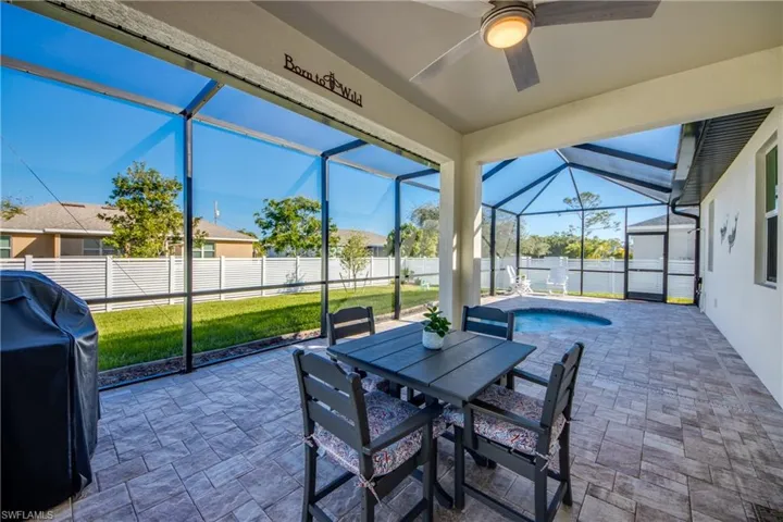 Wonderful screened lanai with paver decking is partially covered. This area measures appx 40'x16'.