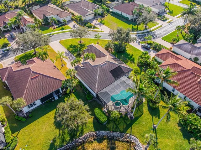 Aerial perspective of suburban area