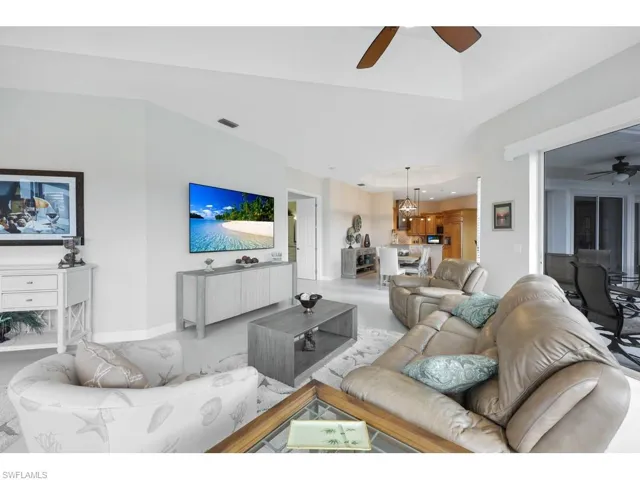 Living room open to dining area