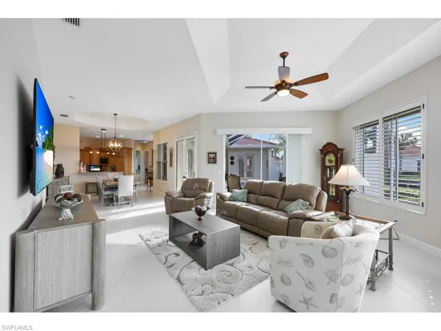 Living room with wooden plantation shutters
