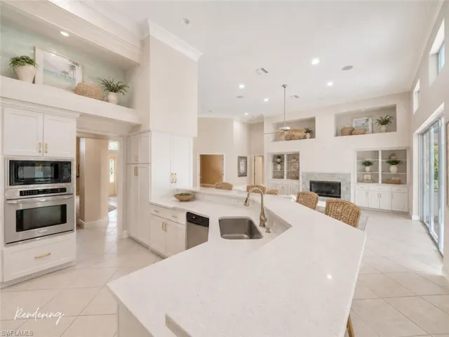 Artist rendering demonstrating the opportunity to personalize the kitchen with contemporary finishes while preserving the home's impressive scale and architectural character.