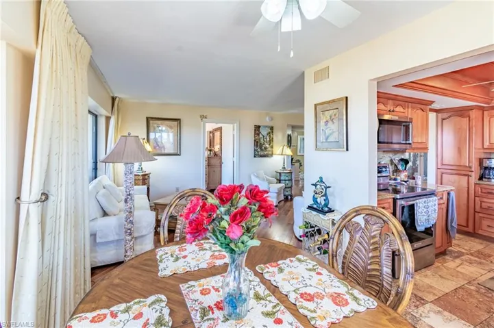 Dining area featuring ceiling fan