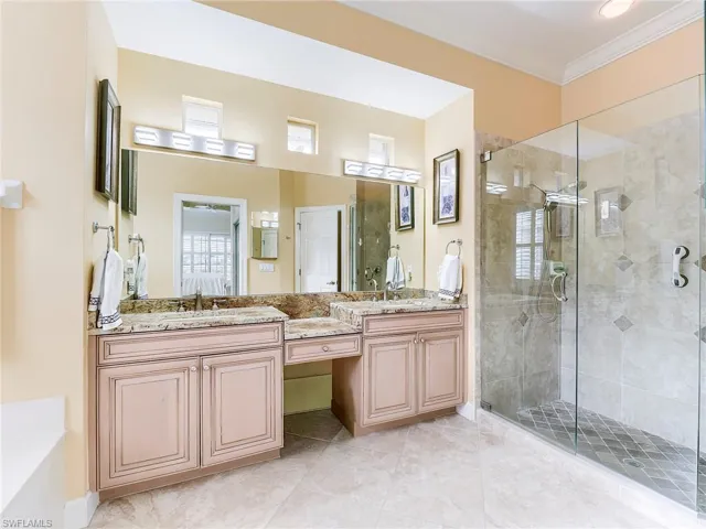 upgraded shower, countertops and lighting
