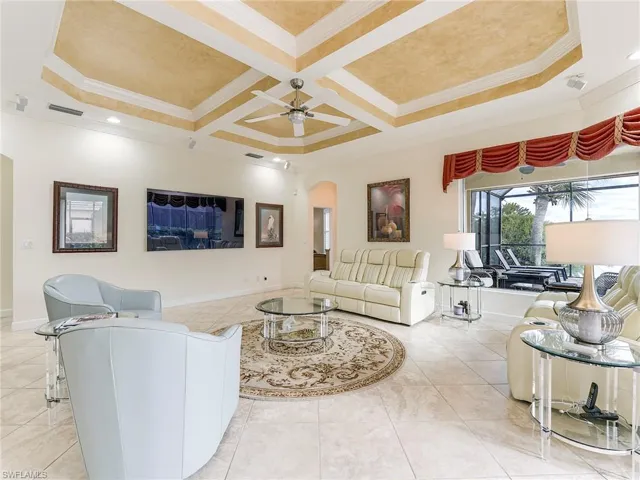 Large family room.  Bedroom 4 hallway at center rear