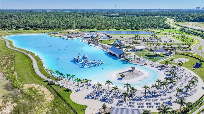 Drone / aerial view of a large body of water