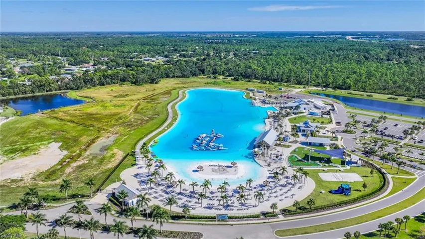 Drone / aerial view of a large body of water