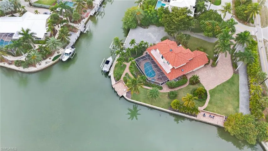 Drone / aerial view of a nearby body of water