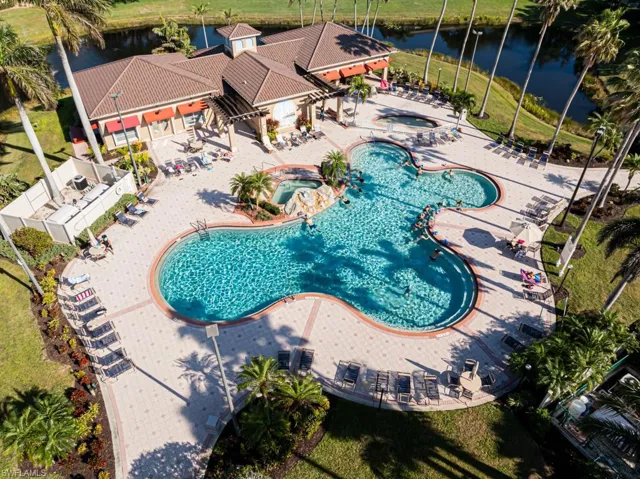 View of Parker Lakes pool featuring a water view and a patio area