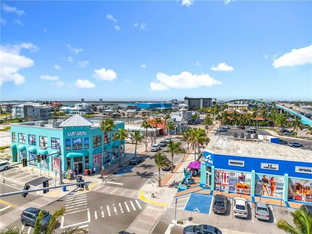Aerial view of a commercial area