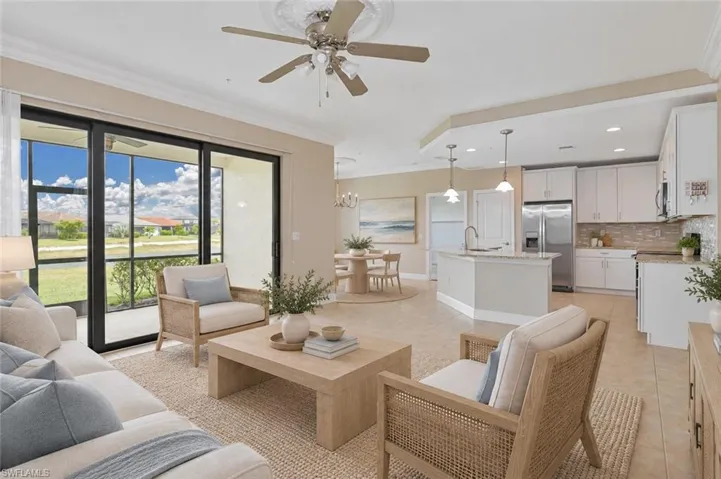 Expansive tiled flooring