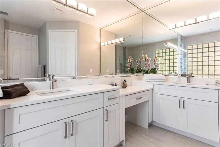 Bathroom with two vanities