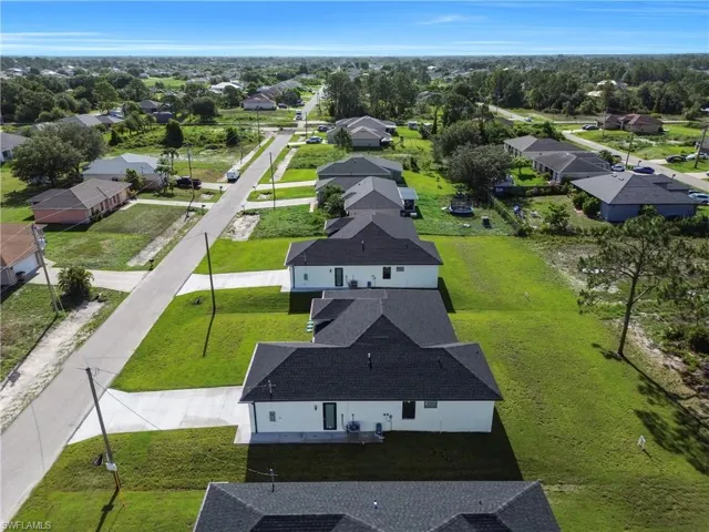 Aerial perspective of suburban area