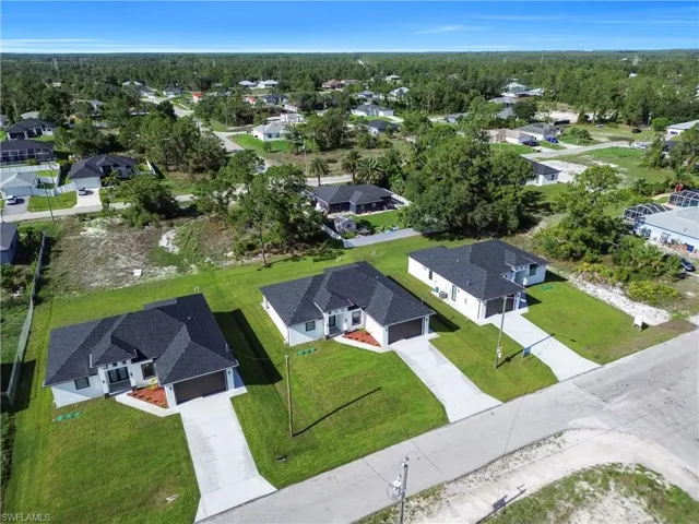 Aerial perspective of suburban area