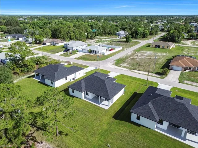 Aerial perspective of suburban area