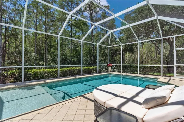 Outdoor pool with a patio area and a lanai