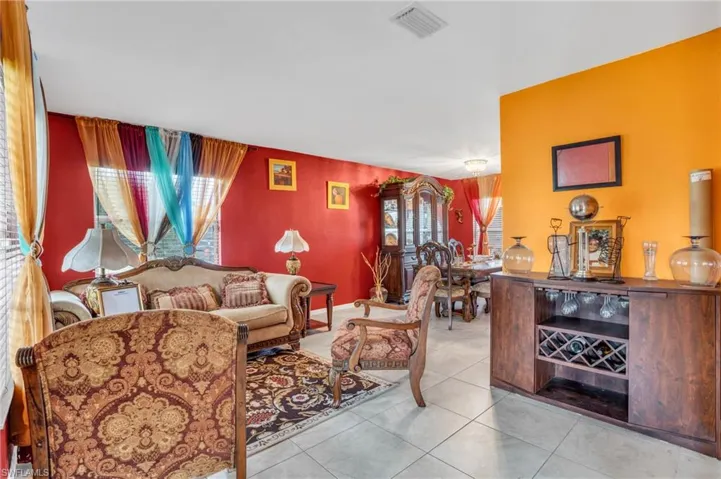 View of tiled living room