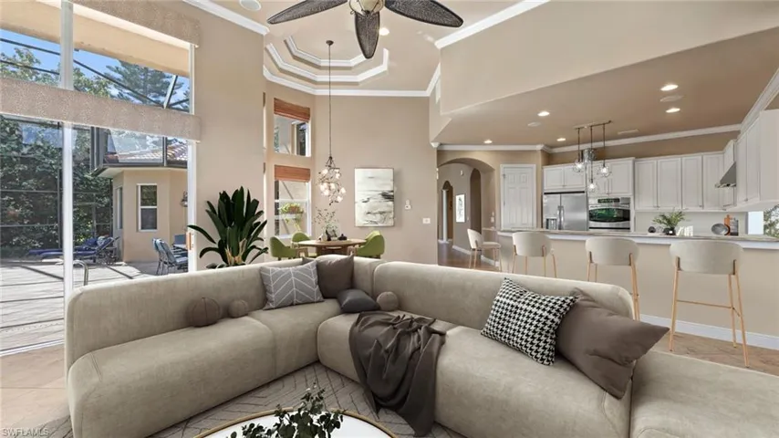 ***VIRTUALLY STAGED*** Family room looking back towards kitchen/breakfast area