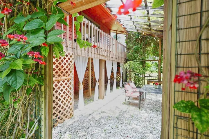 View of patio featuring a pergola