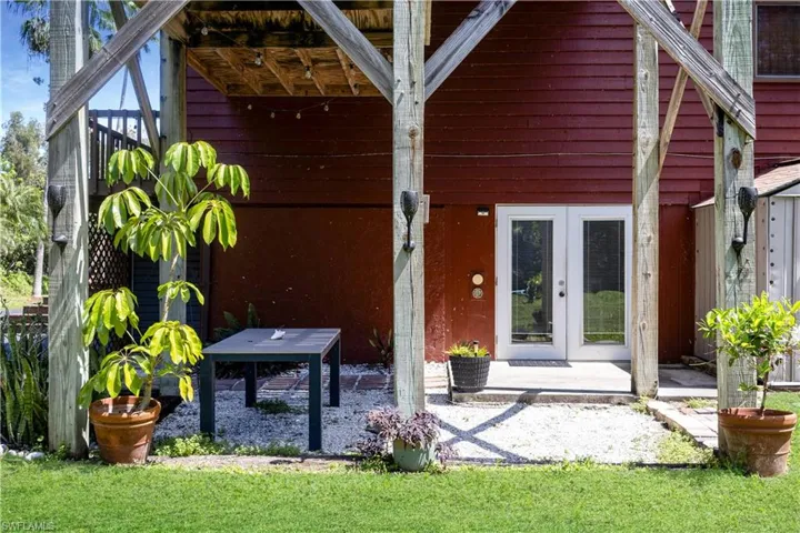 french doors, and a patio area. Main entrance to mother in law suite