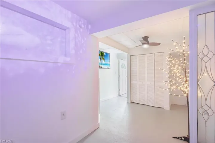 Hall with concrete flooring