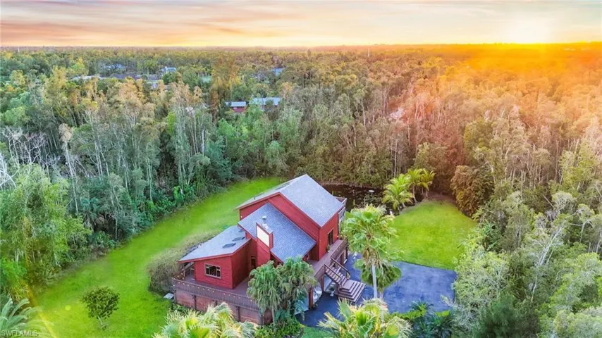 View of aerial view at dusk