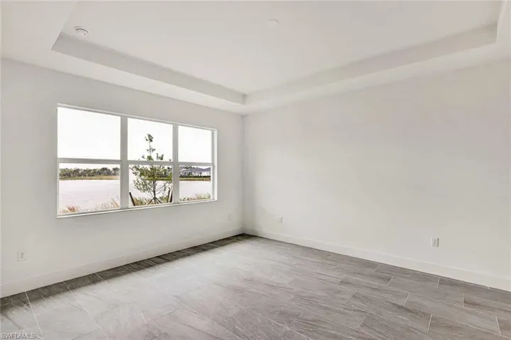 Primary bedroom suite with tray ceiling