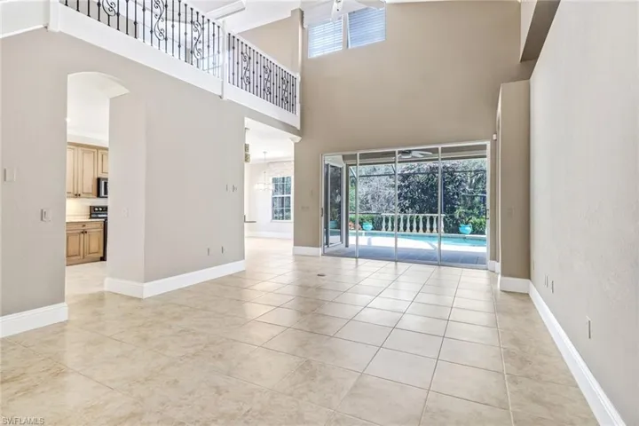 Living area looking out to pool