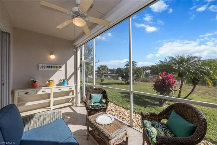Lanai with gorgeous view with comforting ceiling fan