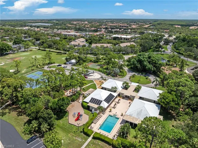 Bird's eye view of a pool area