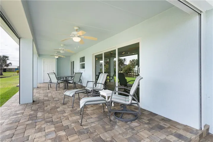 View of patio / terrace featuring ceiling fan