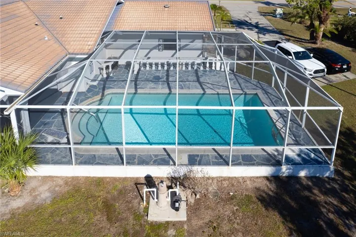 Drone / aerial view of pool area