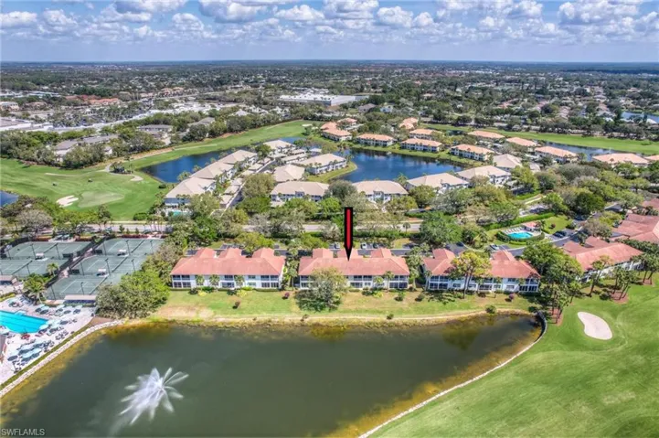 Drone / aerial view of 2248 Ashton Oaks Lane featuring a water view, a residential view, and golf course view