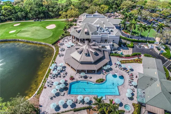 Bird's eye view with view of golf course