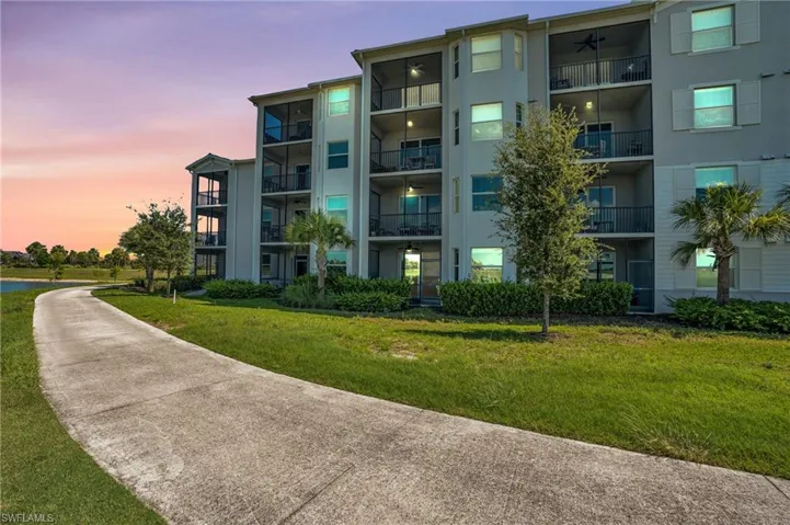 View of outdoor building at dusk