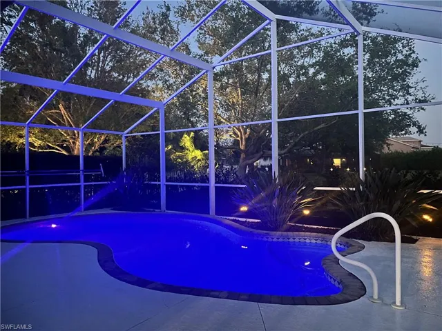 Night view of pool.