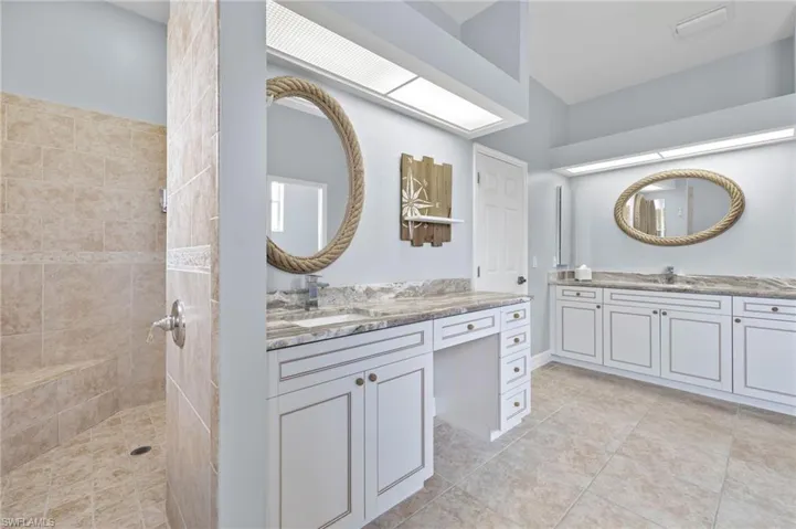 Master Bath with dual vanities and large walk-in shower.