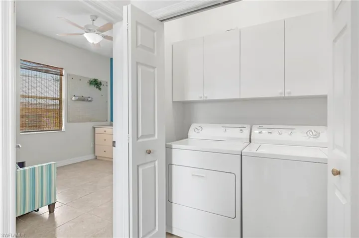 Laundry is located in the guest hallway.