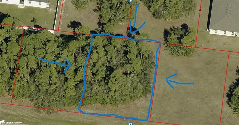 Aerial Survey. Illustrating property boundaries and an outline of a specific parcel