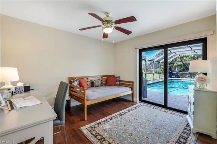 Super Fun 4th Bedroom or Office/Den. Has a Large Closet. Shown with a Daybed that Stays, Sliders to the Pool