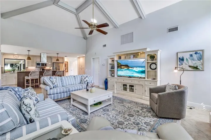 Volume Ceilings with Painted Trimmed Out Beams, Electronics Stay as Well!