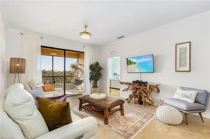 Living room with ornamental molding