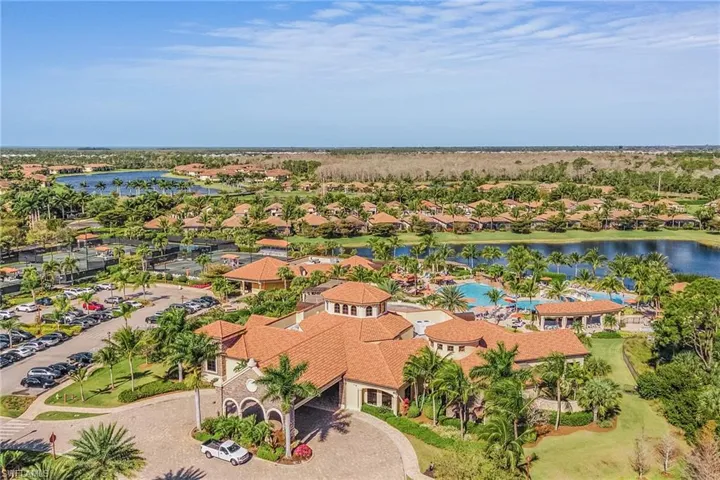Aerial perspective of suburban area with a large body of water