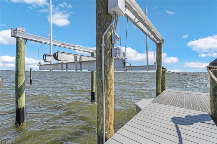 Dock area featuring a water view