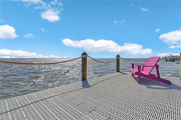 Dock area featuring a water view