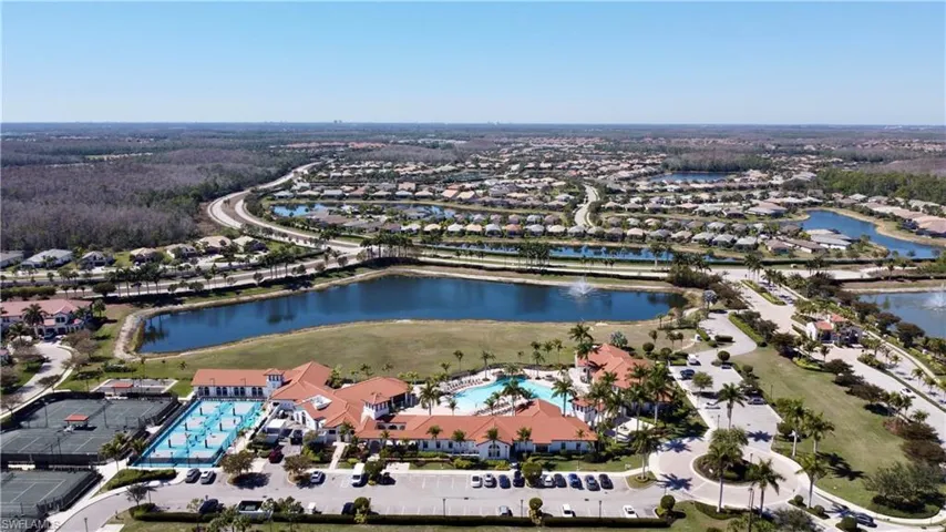 Bird's eye view of a nearby body of water