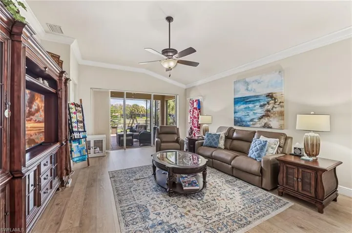 Family Room with Triple Sliders to the Lanai