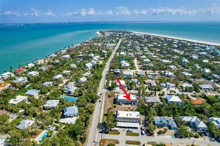 Aerial view of condo and close distance to beach access